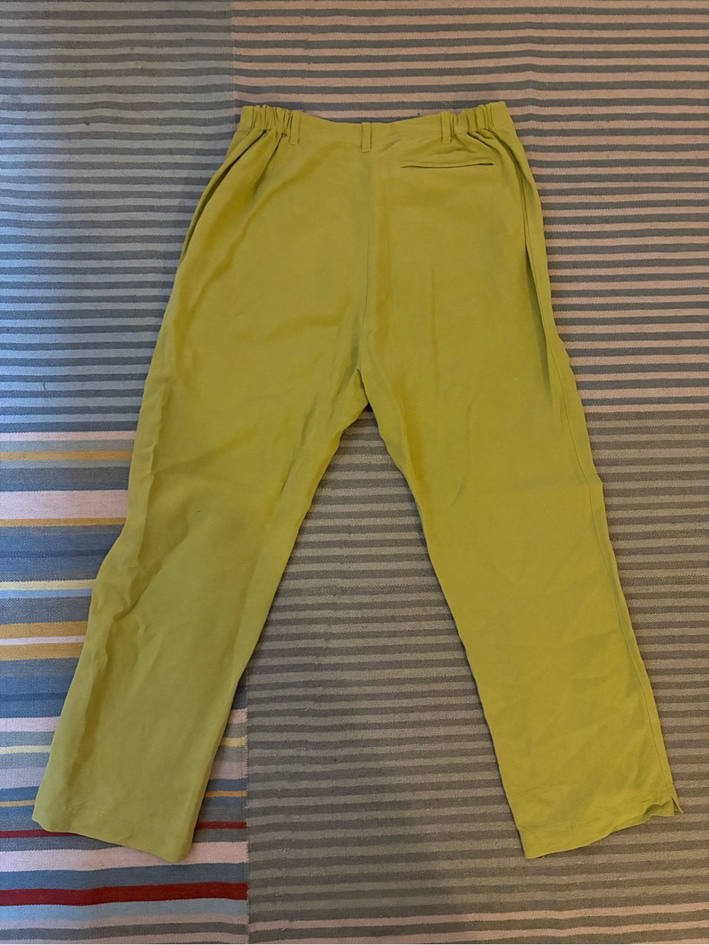 Y2K Chico's Lime Green Linen Blend Wide Leg Trousers - Picture 2 of 5